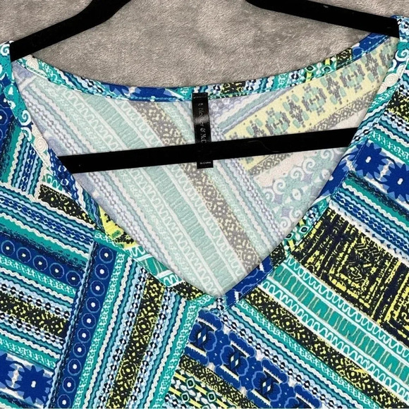 Bleeker & McDougal 2X Shirt Top Blue Striped Dolman Short Sleeve V‎ Neck Stretch - Picture 3 of 6